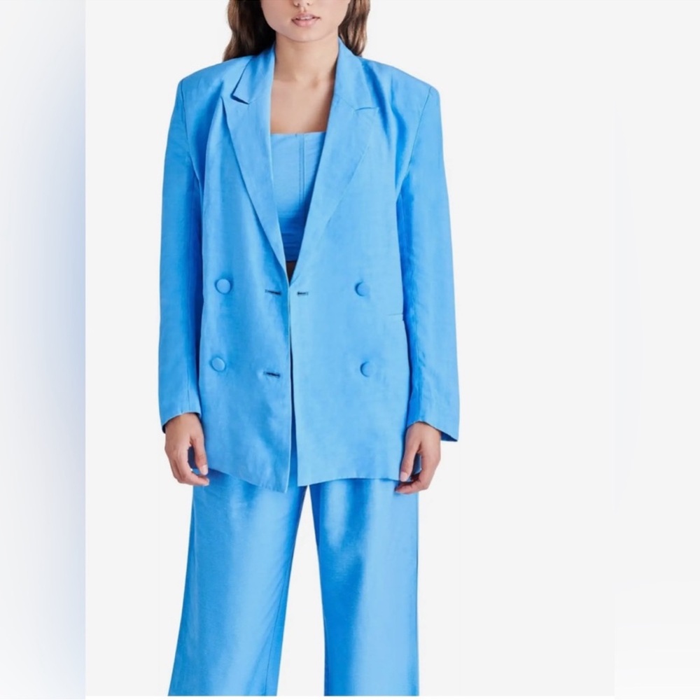 Steve Madden Oversized Vibrant Blue Linen Suit Jacket